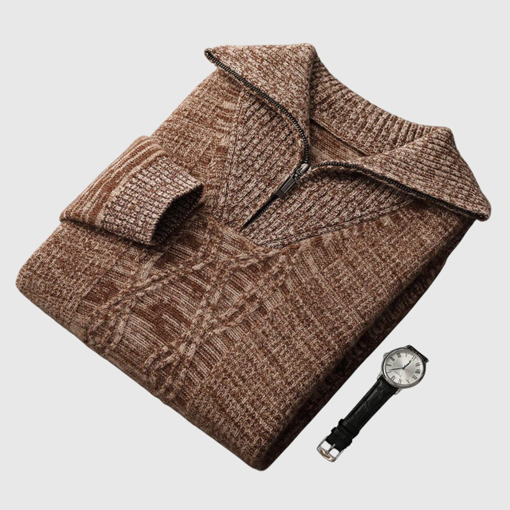 Farkas | Merinógyapjú cipzáros férfi pulóver