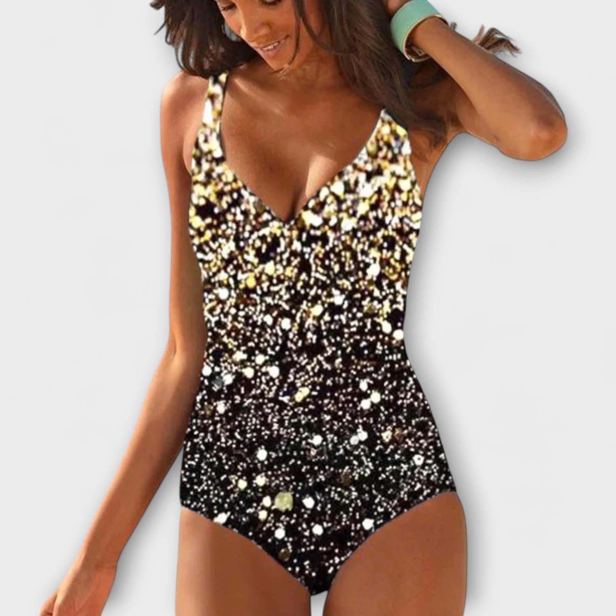 Csenge | Elegáns monokíni élénk mintákkal