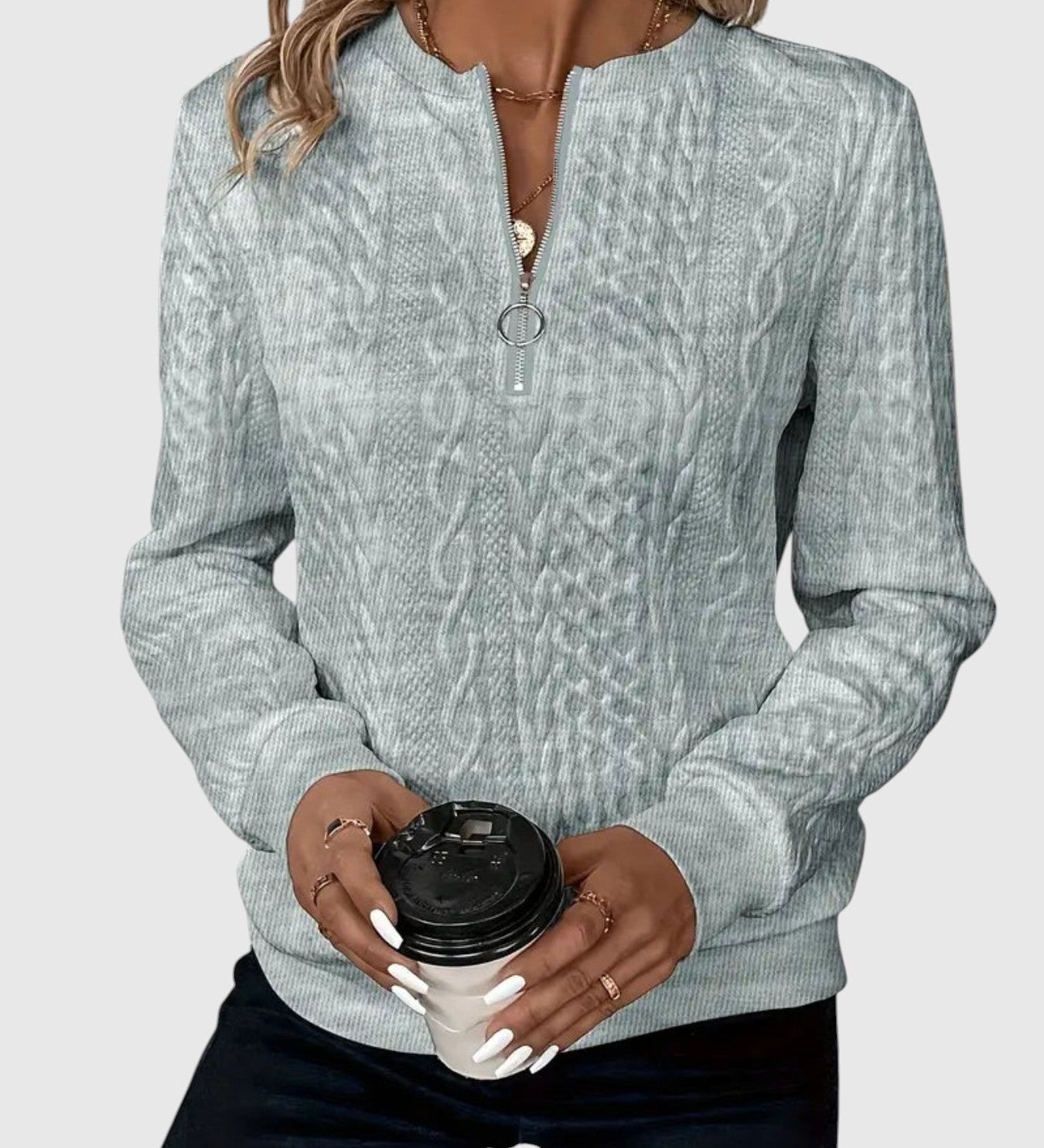 Amalie | Kötött pulóver cipzárral elegáns