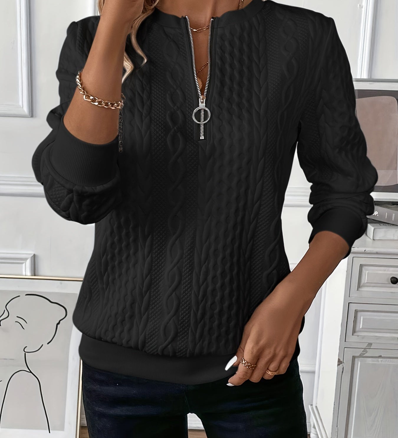 Emma | Cipzáras kötött pulóver