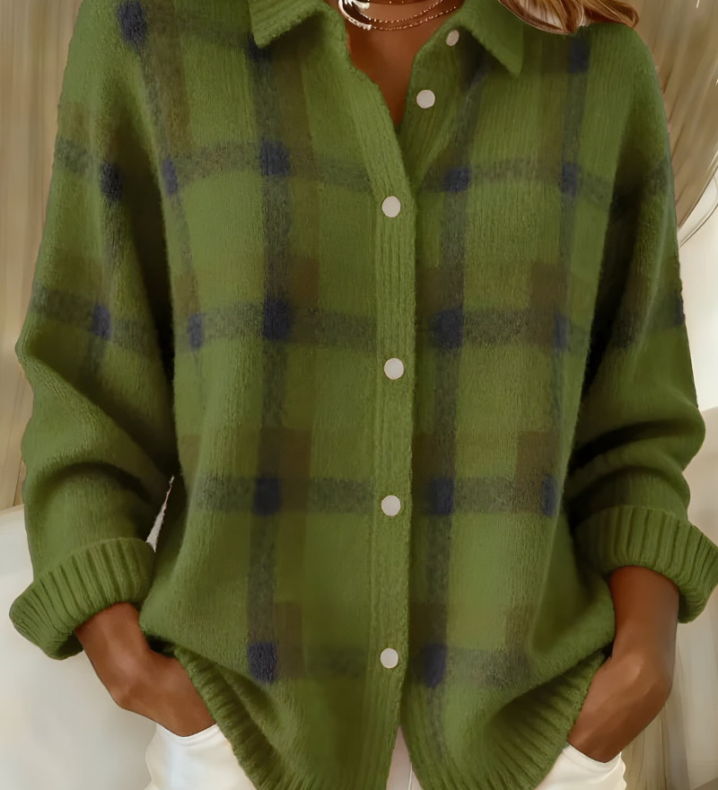 Anna | Puha kockás kötött kardigán