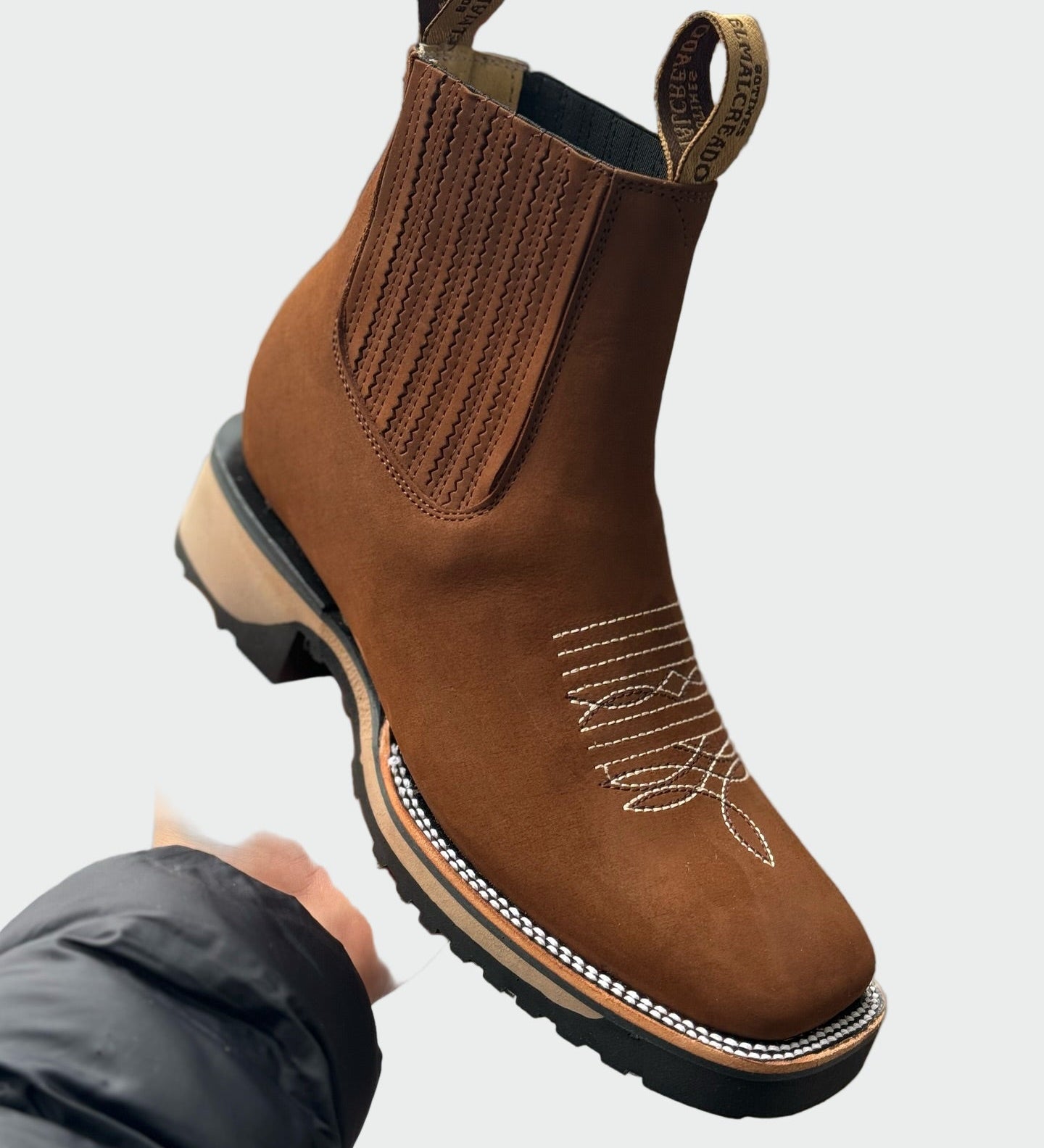 Róza | Barna velúr cowboy cipők