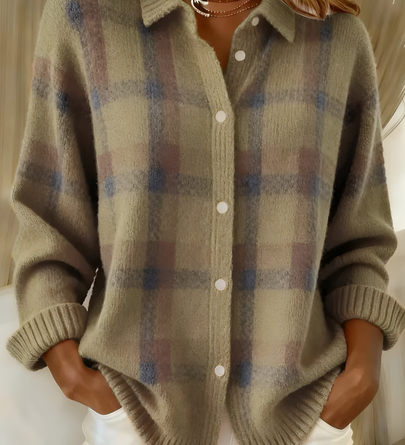 Anna | Puha kockás kötött kardigán