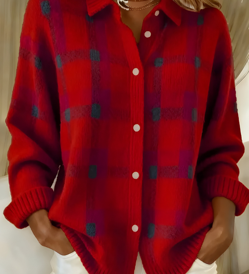 Anna | Puha kockás kötött kardigán