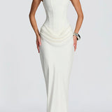 Leonor™ – Elegáns Maxi Ruha Négyzetes Kivágással