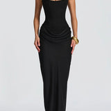 Leonor™ – Elegáns Maxi Ruha Négyzetes Kivágással