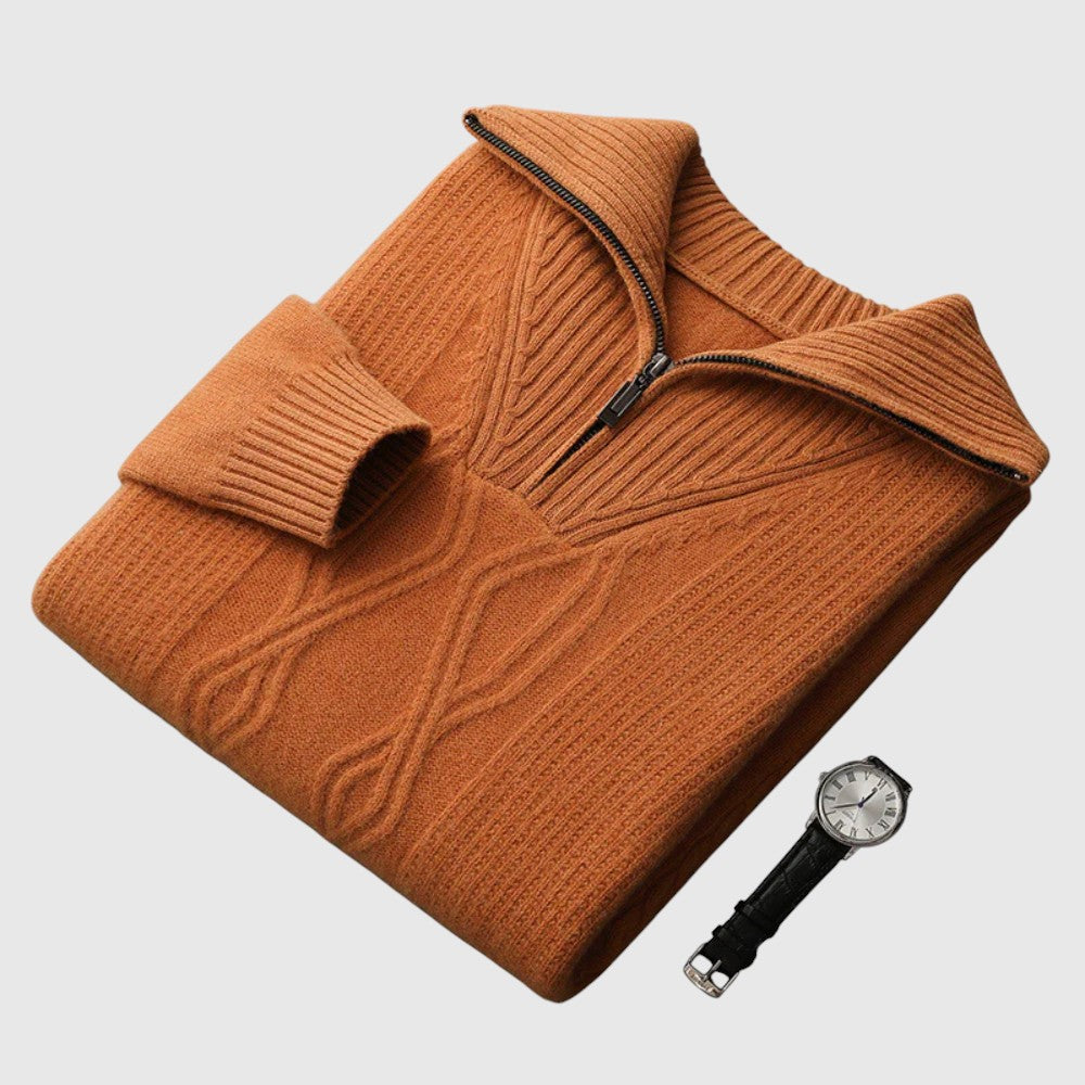 Farkas | Merinógyapjú cipzáros férfi pulóver