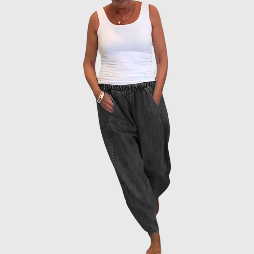 Ilona | Laza egyszínű hosszú nadrág