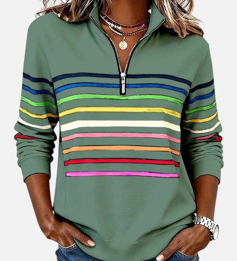 Vienna | Szivárványcsíkos cipzáras pulóver