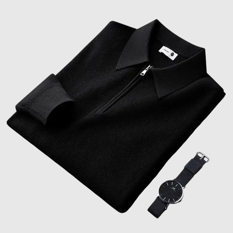 Ákos | Cipzáras férfi elegáns pulóver