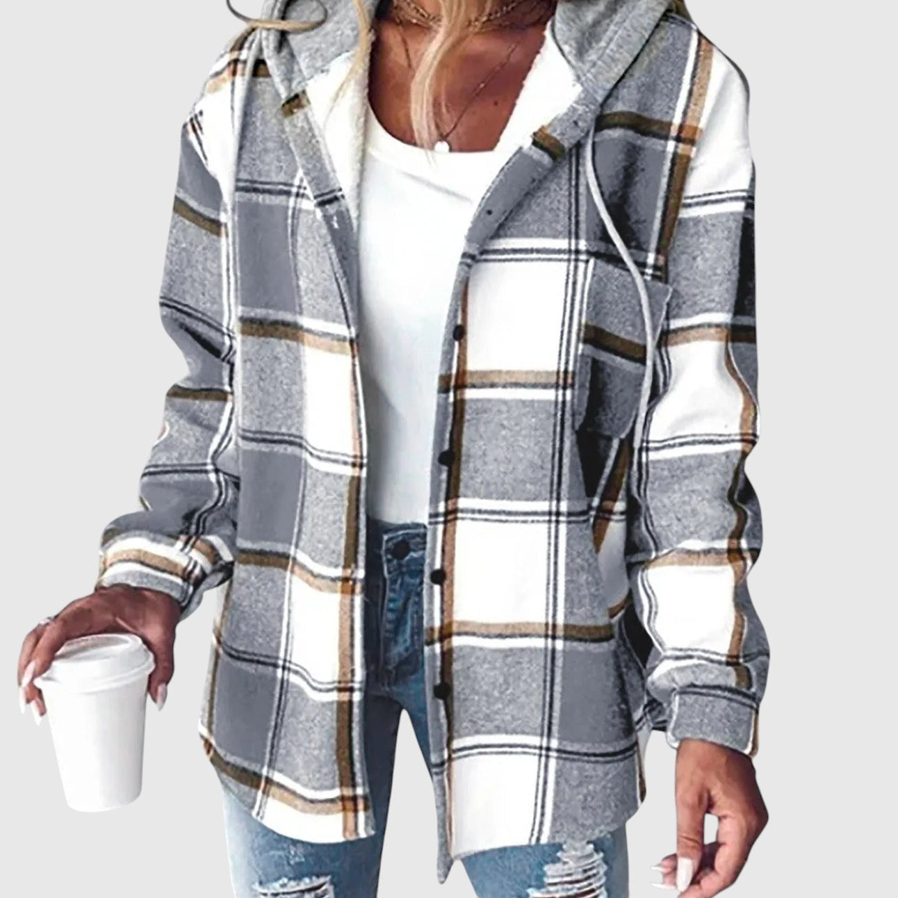 Maya | Kockás kapucnis kabát mindennapokra