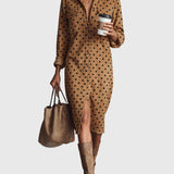 Klaudia | Poli Dots Műbőr Midi Ruha