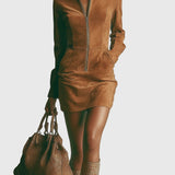 Harper | Suede cipzáras mini ruha