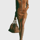 Harper | Suede cipzáras mini ruha