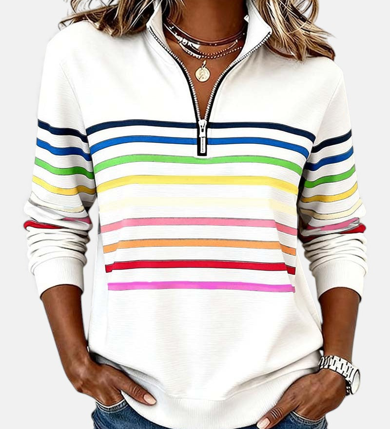 Vienna | Szivárványcsíkos cipzáras pulóver