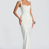Leonor™ – Elegáns Maxi Ruha Négyzetes Kivágással