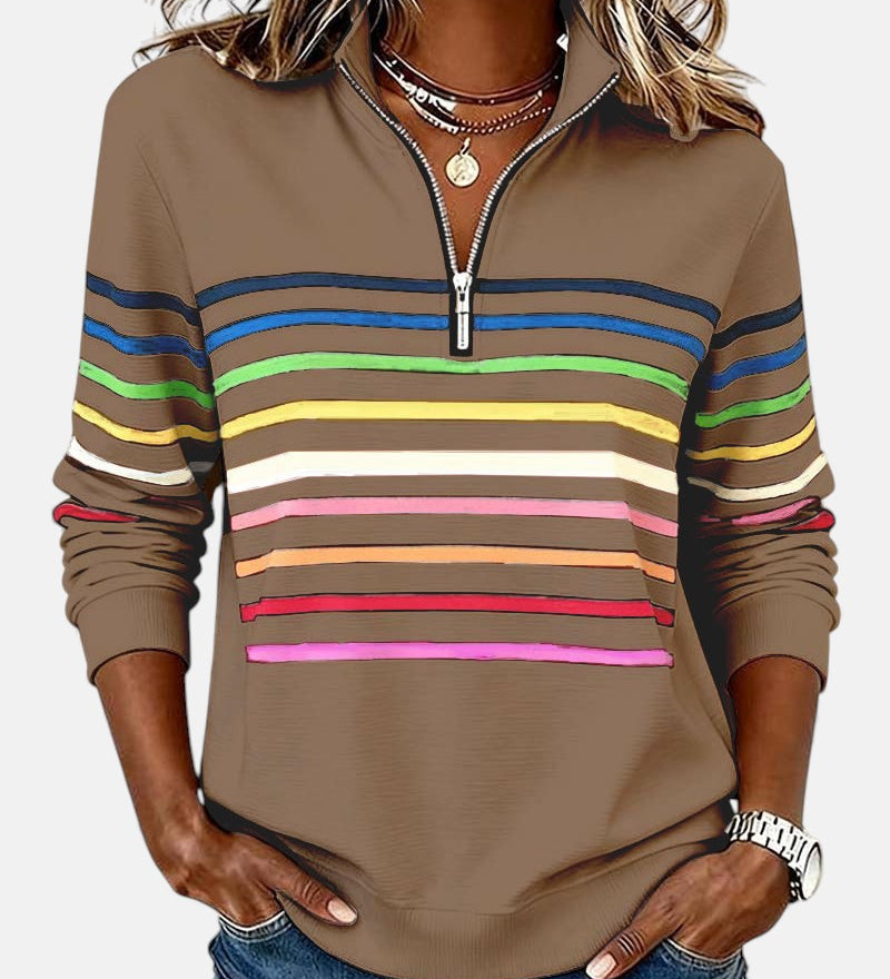 Vienna | Szivárványcsíkos cipzáras pulóver