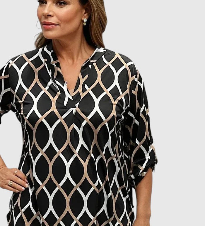 Noor | Grafikus mintás elegáns blúz