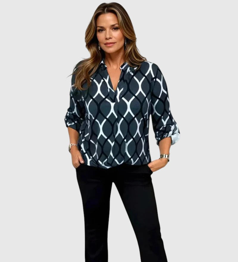 Noor | Grafikus mintás elegáns blúz