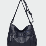Ilona | Fekete puha válltáska cipzáras