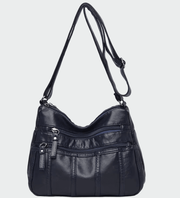 Ilona | Fekete puha válltáska cipzáras