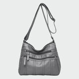 Ilona | Fekete puha válltáska cipzáras